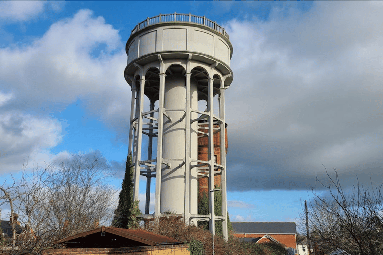 The two Rockwell Green water towers which are being sold at auction with a guide price of £140,000.