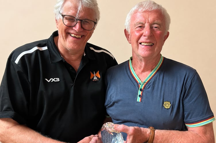 Colin Waller with club chairman Mike Hall (left).