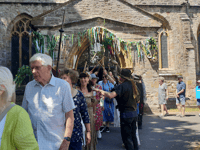 Human circle forms around church for patronal festival