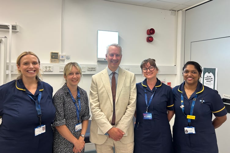 Wellington MP Gideon Amos visited the faster diagnosis cancer nurses shortlisted for an award for their groundbreaking cancer diagnosis work.