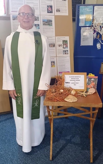 Rev John Stone held the St Mary's Sea Sunday service which also marked the 40th anniversary of his ordination.