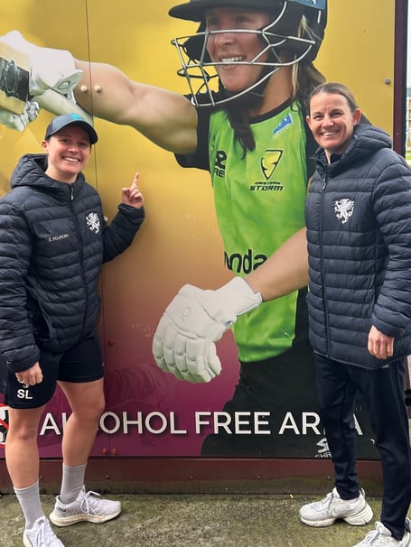 Erin Osborne (right) with captain Sophie Luff