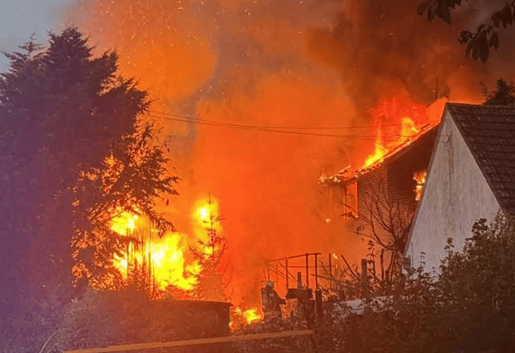 Firefighters from 12 stations were called to Oake to deal with this blaze.