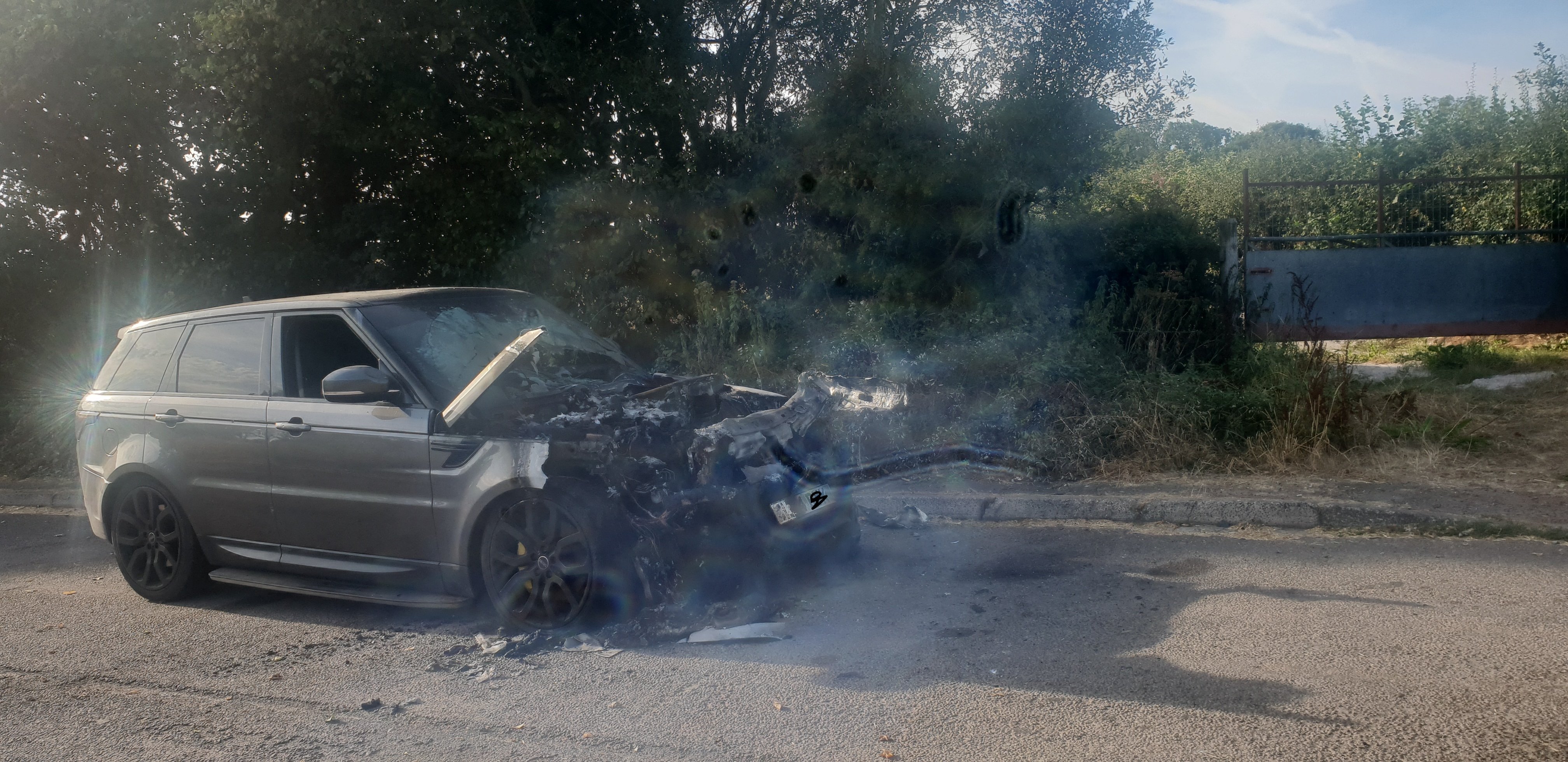 Wellington firefighters dealt with a blaze which destroyed this car near the town on Sunday. 