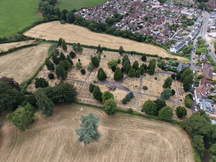 Looking down on drought-affected Wellington Cemetery, which is now part-managed by the town council.