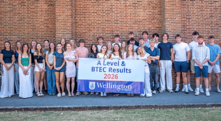 Wellington School's successful Class of 26 students celebrate their A Level, BTEC, and EPQ results.
