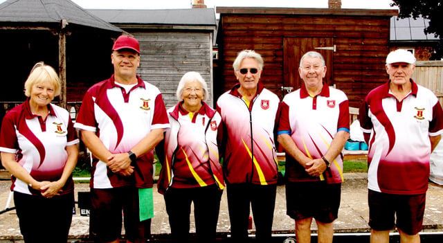 Wellington's Liz Copping and Jay Merrell, Taunton's Margaret, Frank and Paul, and Wellington's Nick Channon (far right)