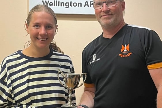 Player of the match, sponsored by Mundy Veneer, was Nieve Collins, sponsored by Flawless Clinic, and she is pictured with goalkeeping coach Chris Simmons