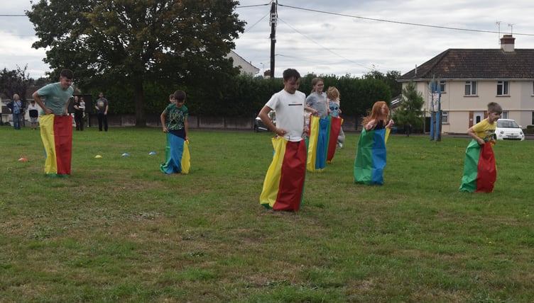 A sack race was part of the fun during the annual Howard Road play day in Wellington.