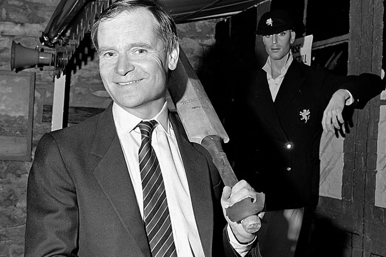 Jeffrey Archer pictured on a stop-off in Somerset's cricket museum in 2001 before visiting Wellington School. PHOTO: Alain Lockyer.