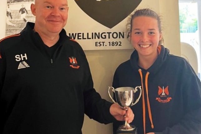 Player of the Match Milly is pictured with assistant manager Simon Higgins.