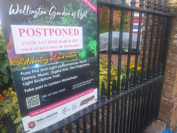 The weekend Garden of Light event in Wellington park has been postponed because of the impending Storm Austen.