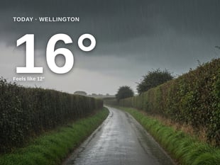 Wellington: heavy rain, high of 15°C