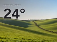 Wellington: sunny day, high of 24°C